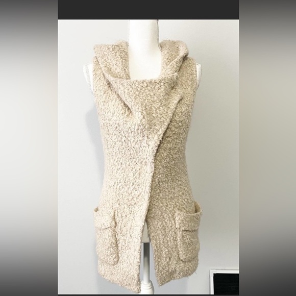 Miss Me Jackets & Blazers - Miss me tan wool vest cowl neck hooded size small button pockets